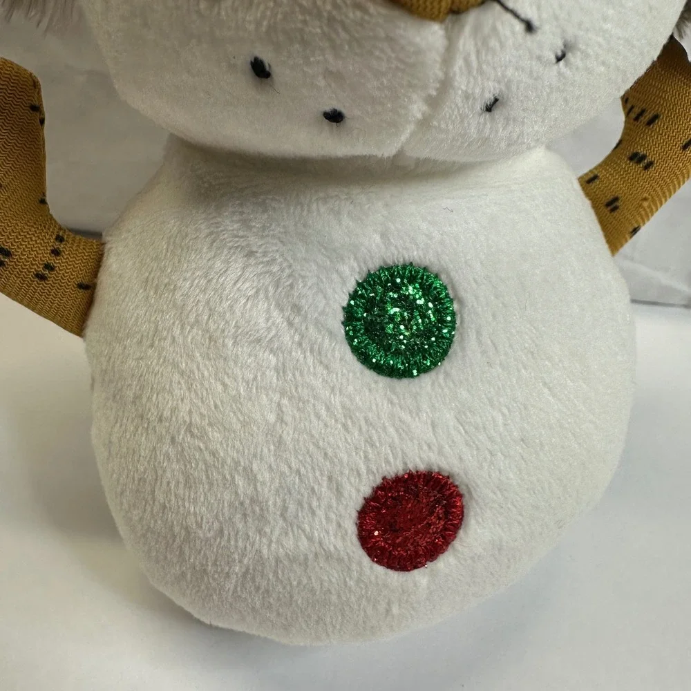 Ty Beanie Boos‎ Buttons the Snowman Plush Red Sparkle Hat Blue Glitter Eyes 6in